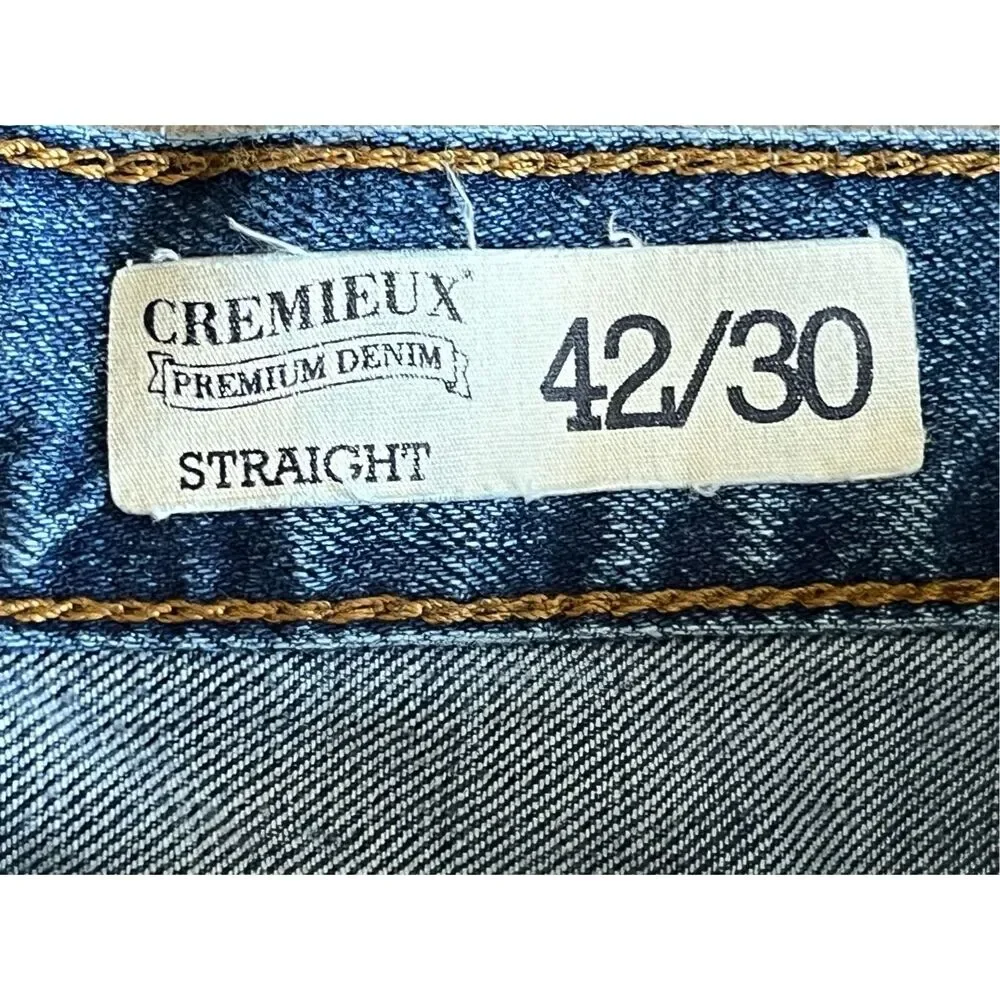 W42 L30 - Mens  Straight Leg Cremieux Jeans w pink paint- W42 L 30